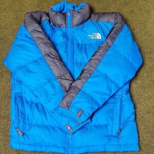 The North Face Kids Blue and Gray Puffer Jacket